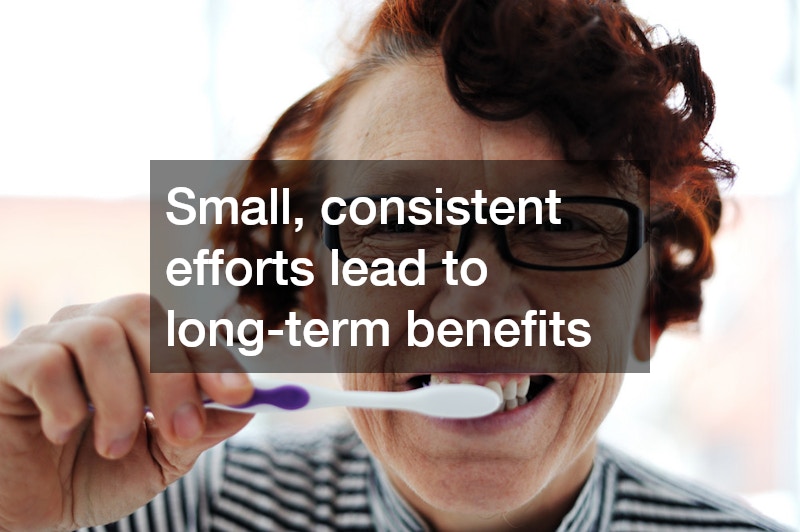 elderly woman brushing her teeth